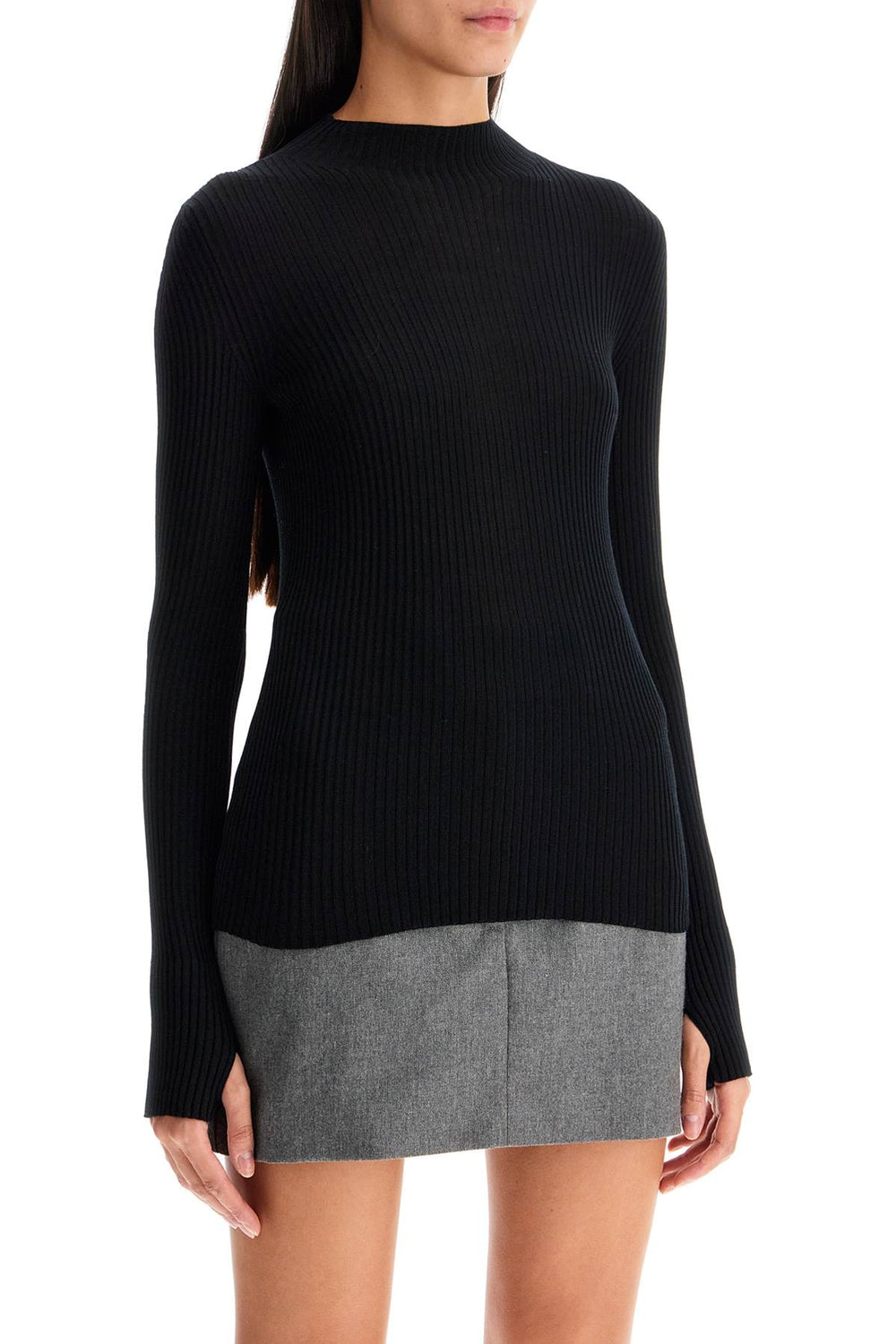 ribbed wool top with a high-1