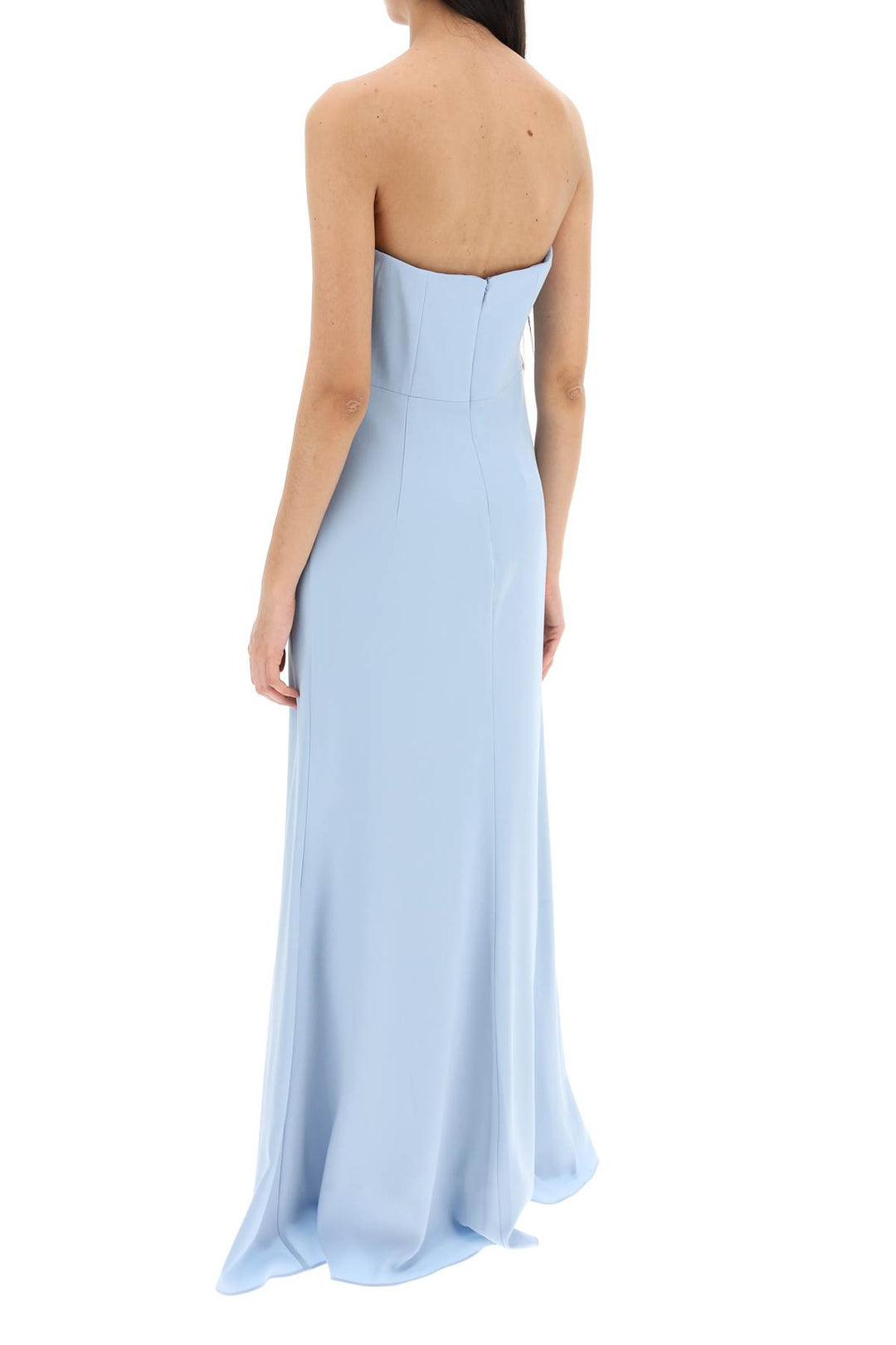 strapless satin crepe dress without-2