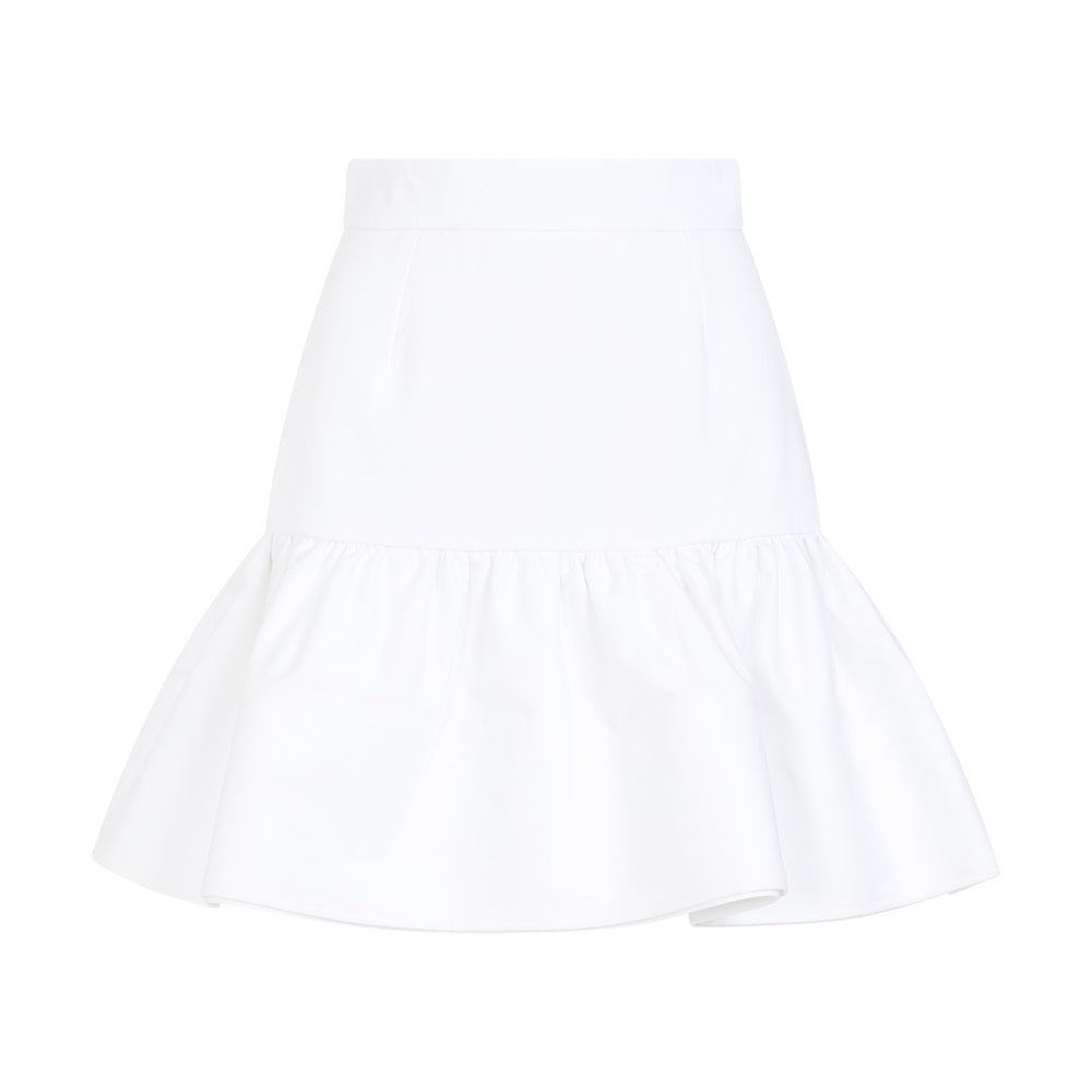 White Ruffle Cotton Mini Skirt-1