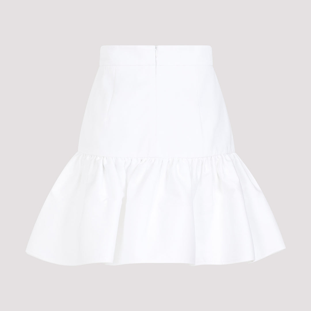 White Ruffle Cotton Mini Skirt-3