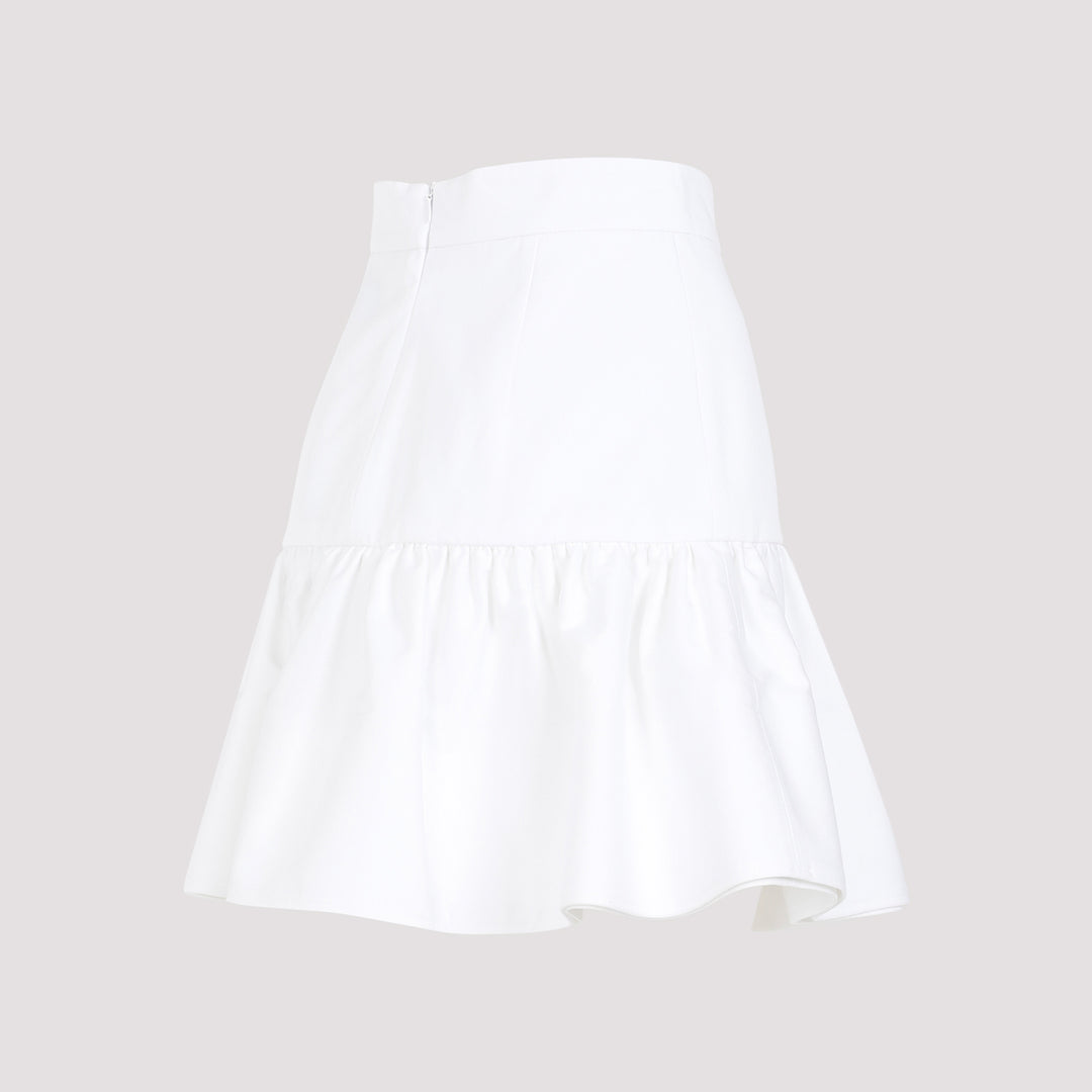 White Ruffle Cotton Mini Skirt-4