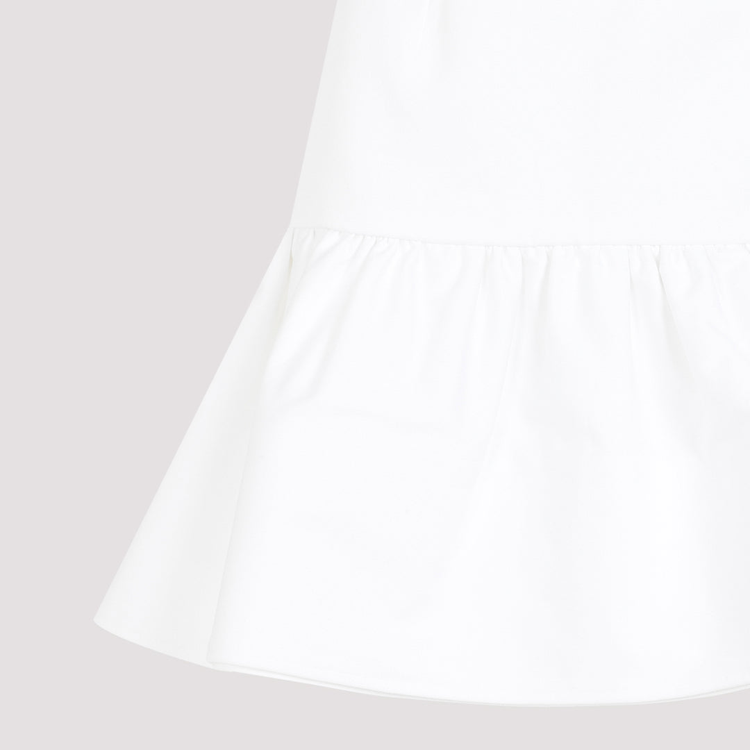 White Ruffle Cotton Mini Skirt-5