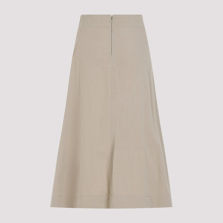 Sand Compact Knot Cotton Midi Skirt-3