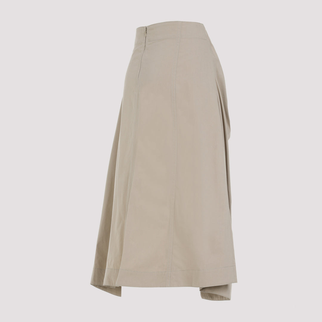 Sand Compact Knot Cotton Midi Skirt-4