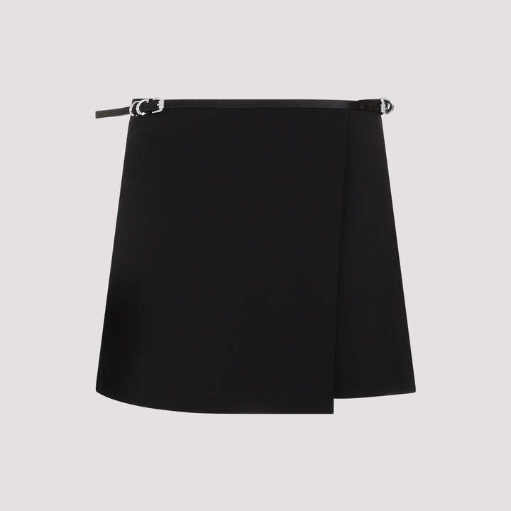 Black Acetate Mini Wrap Voyou Skirt-0