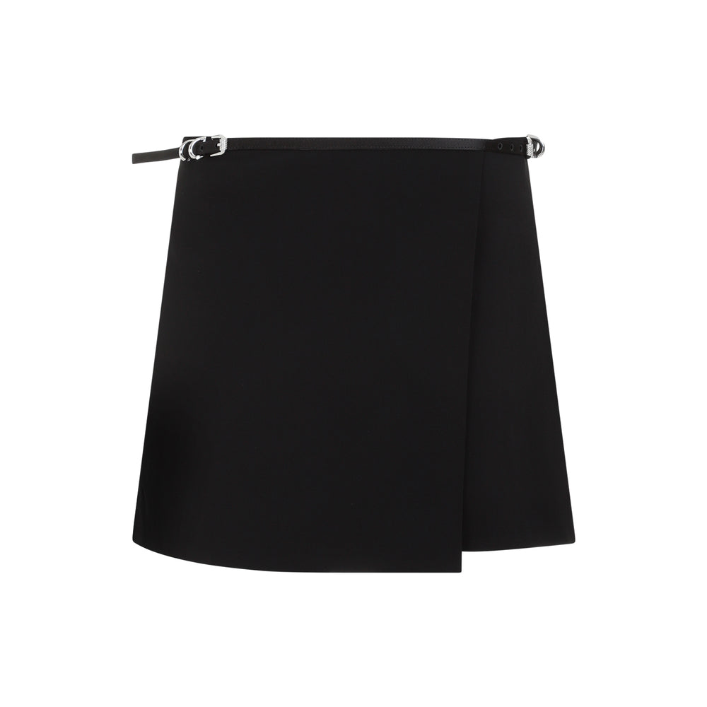 Black Acetate Mini Wrap Voyou Skirt-1