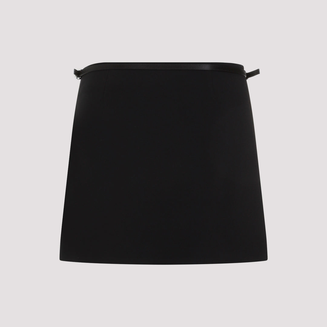 Black Acetate Mini Wrap Voyou Skirt-3