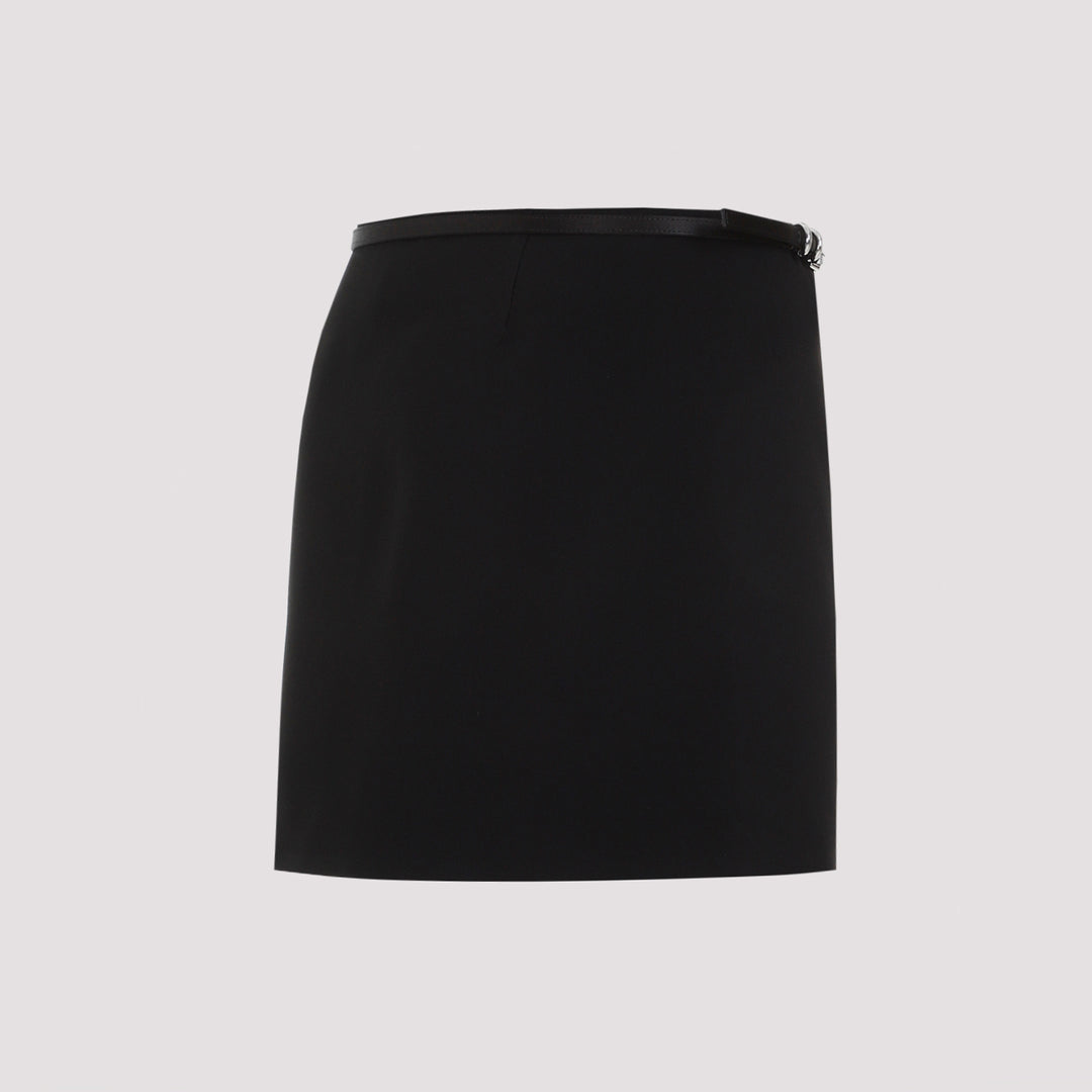 Black Acetate Mini Wrap Voyou Skirt-4