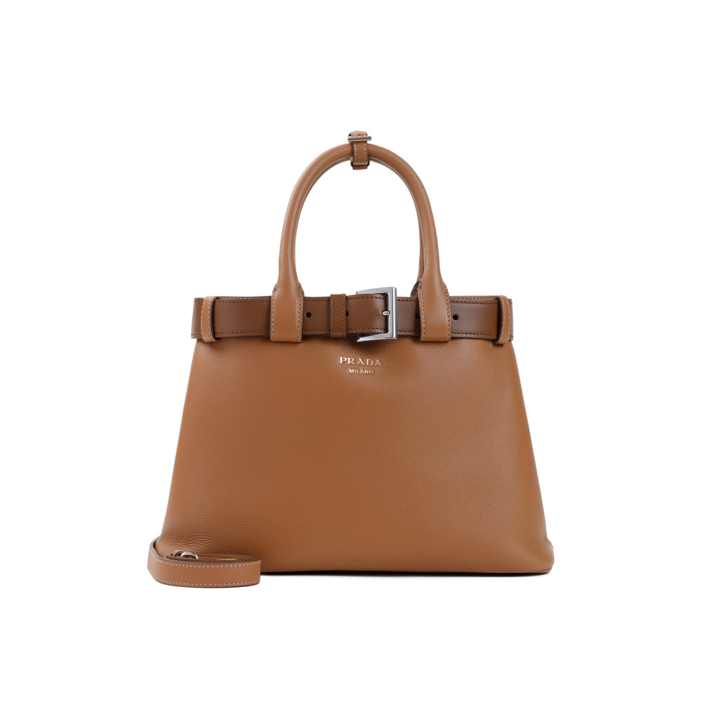 Caramel Buckle Calf Leather Handbag-1