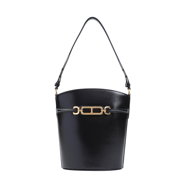 Black Medium Calf Leather Bucket Bag-1