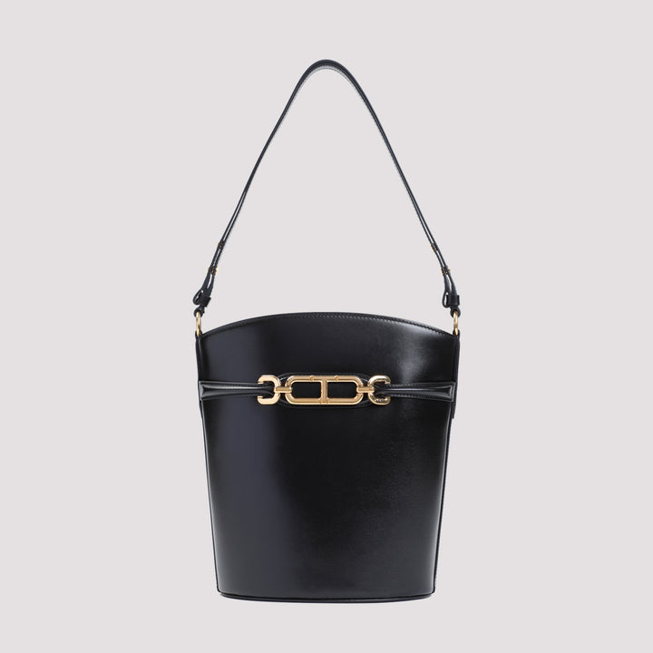 Black Medium Calf Leather Bucket Bag-2