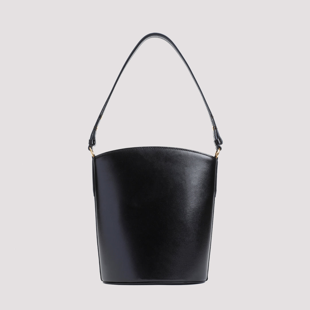 Black Medium Calf Leather Bucket Bag-3