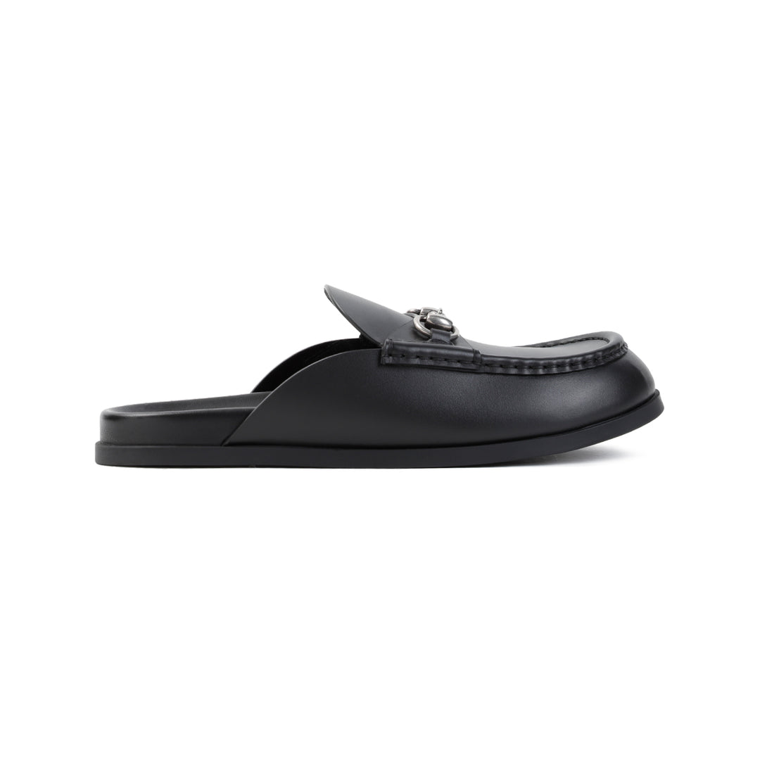 Black Rhein Leather Mules-1