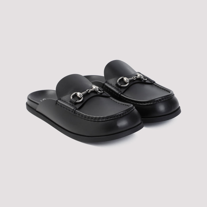 Black Rhein Leather Mules-4