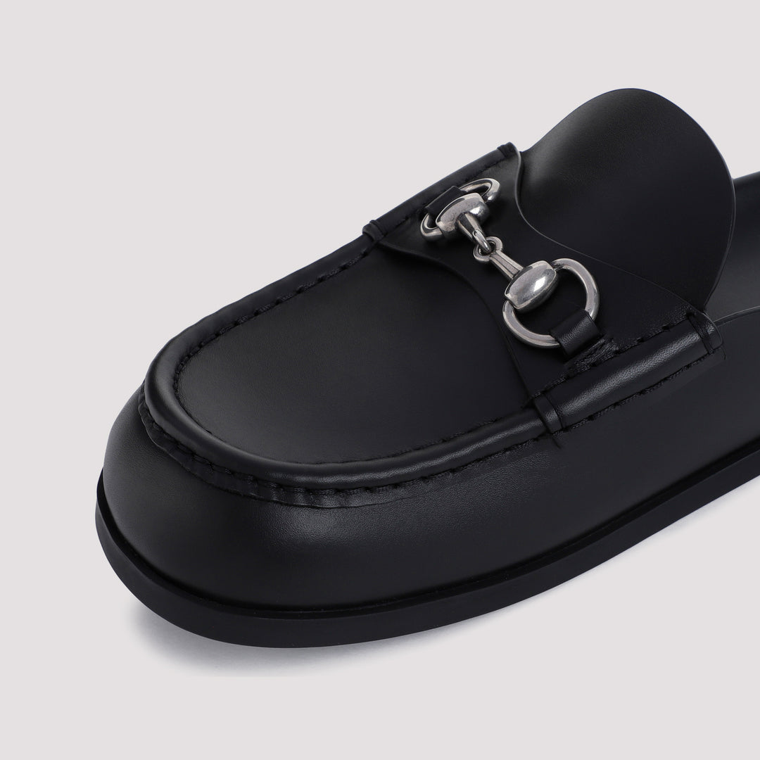 Black Rhein Leather Mules-5