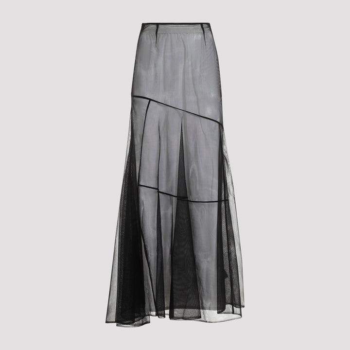 Black Sheer Bias Cut Skirt-0