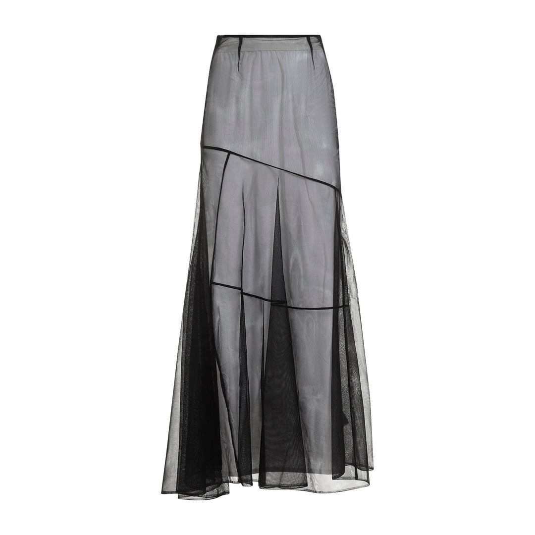 Black Sheer Bias Cut Skirt-1