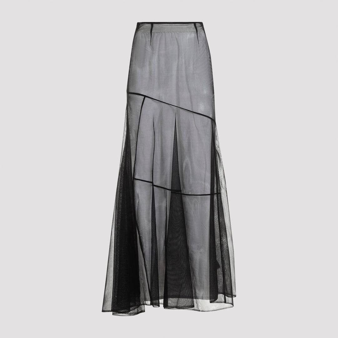 Black Sheer Bias Cut Skirt-2