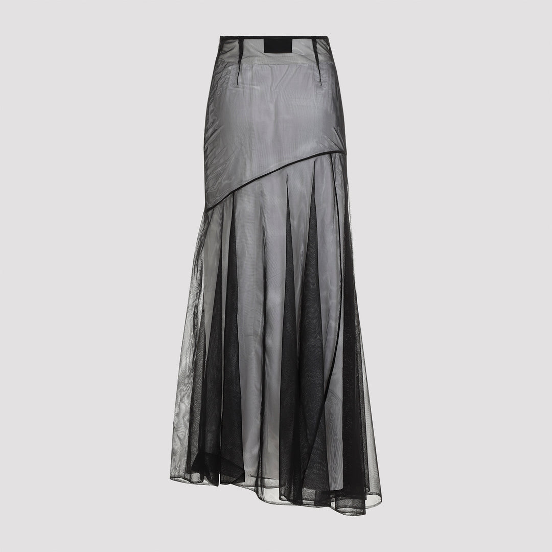 Black Sheer Bias Cut Skirt-3