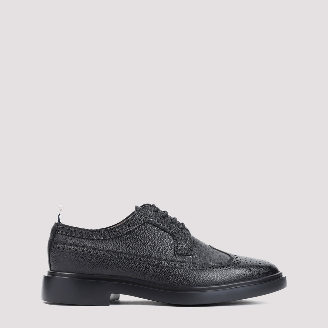 Black Longwing Calf Leather Brogues-0