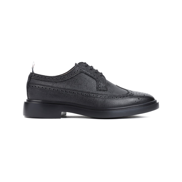 Black Longwing Calf Leather Brogues-1