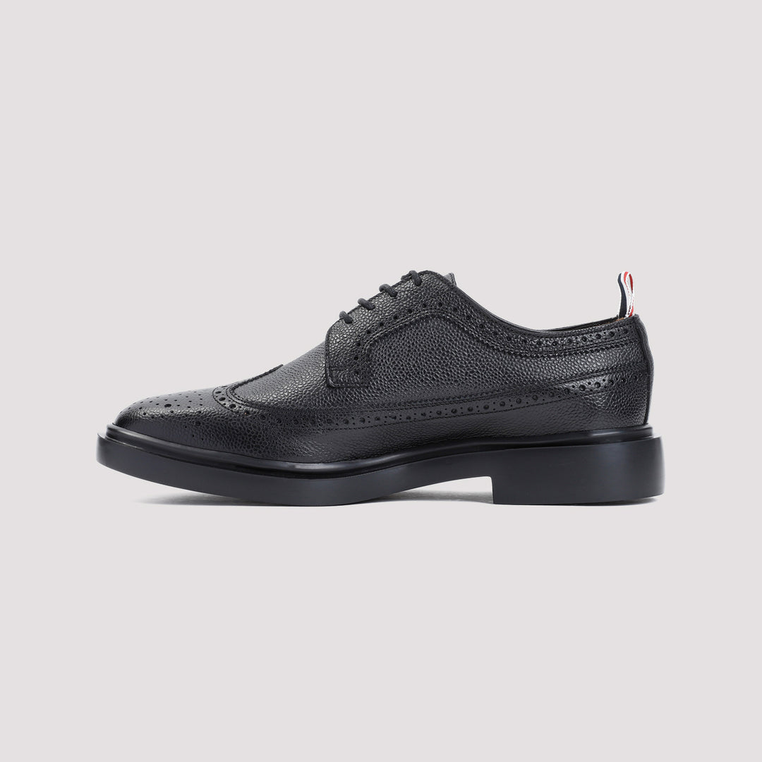 Black Longwing Calf Leather Brogues-3