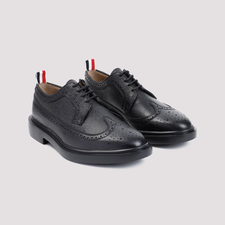 Black Longwing Calf Leather Brogues-4