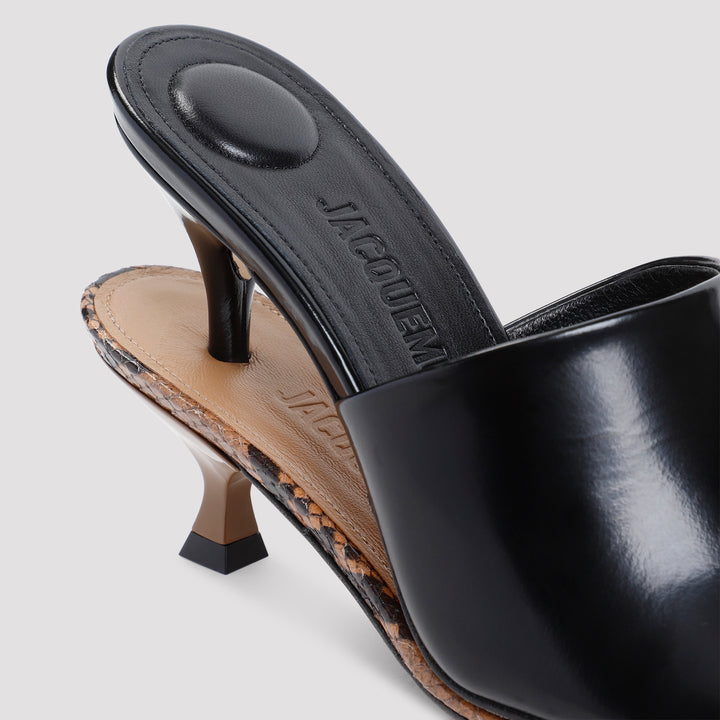 Black Lamb Leather Les Doubles Mules-5