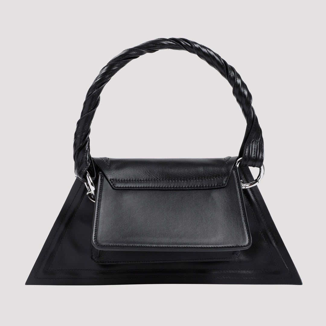 Black Mini Wire Cow Leather Handbag-3