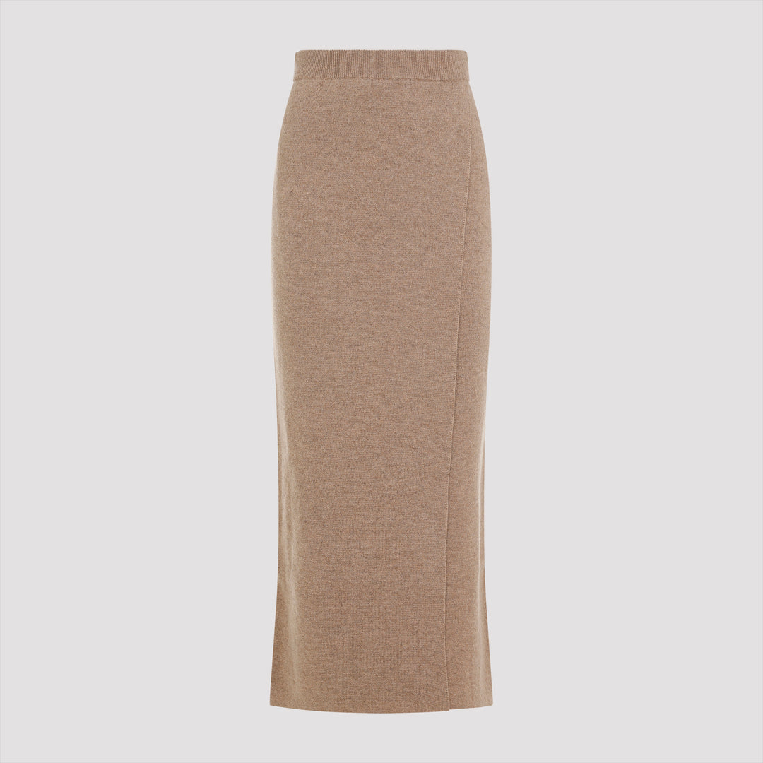 Deer Dark Brown Wool Umbria Knit Midi Skirt-0