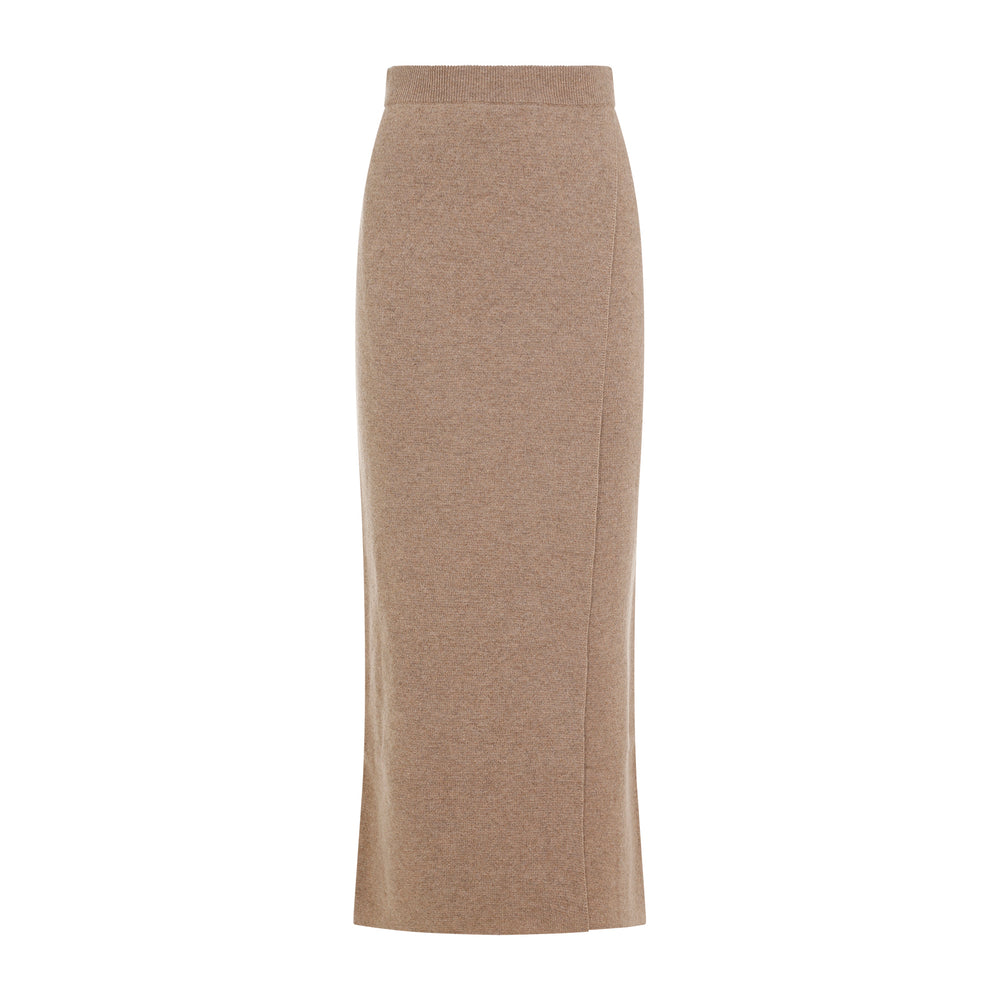 Deer Dark Brown Wool Umbria Knit Midi Skirt-1