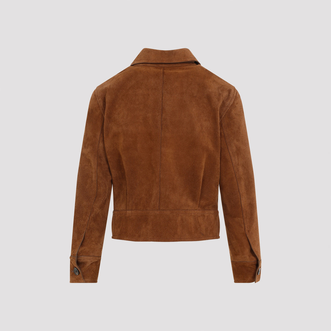 Brown Cropped Leather Jacket-3