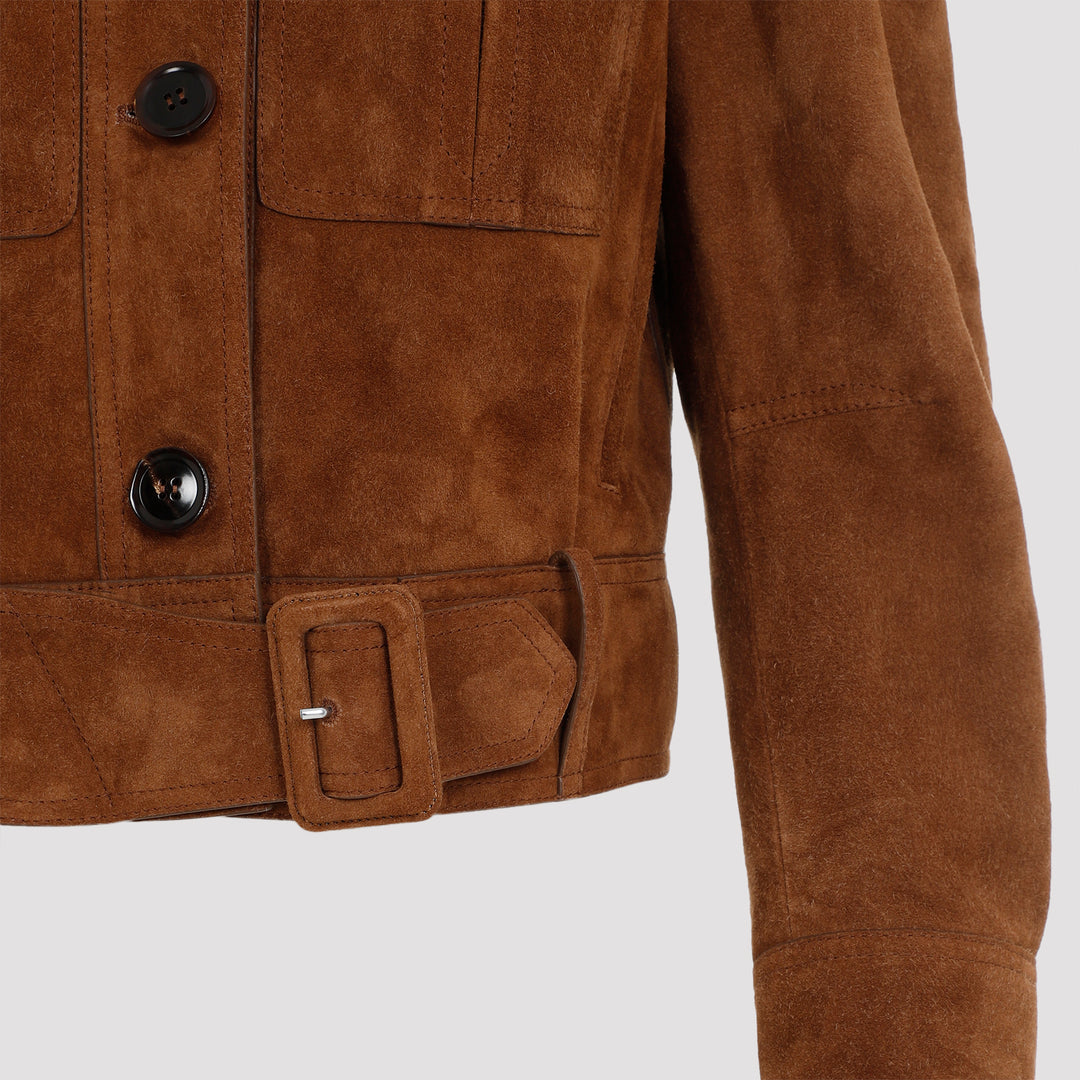 Brown Cropped Leather Jacket-5