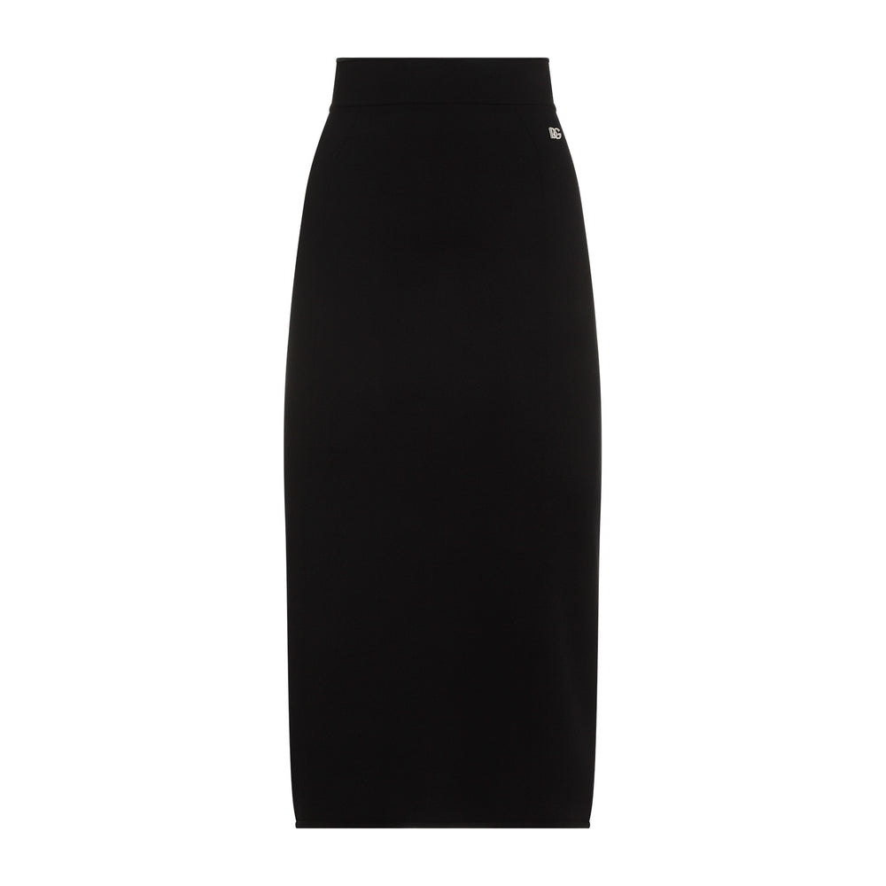 Black Viscose Midi Skirt-1