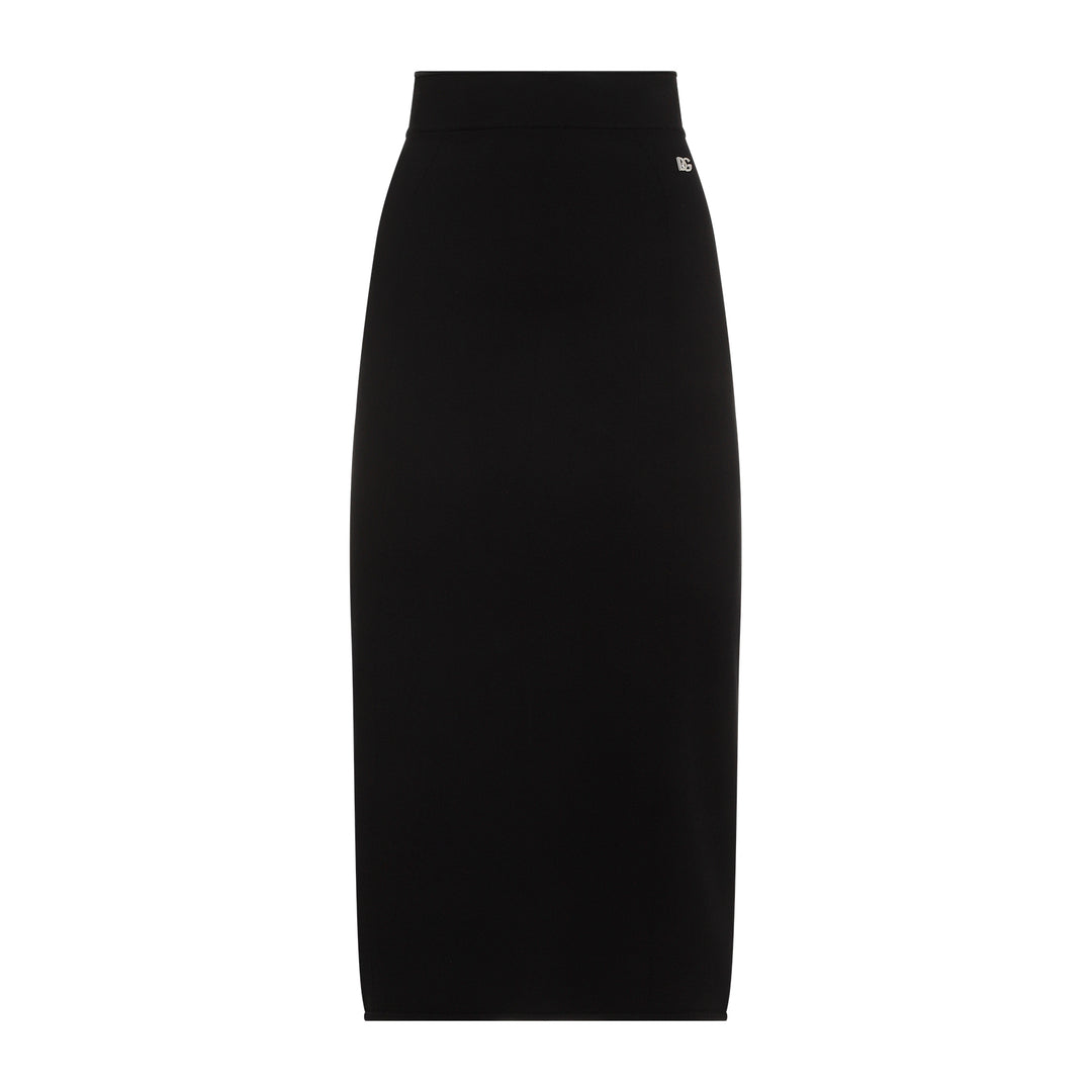 Black Viscose Midi Skirt-1