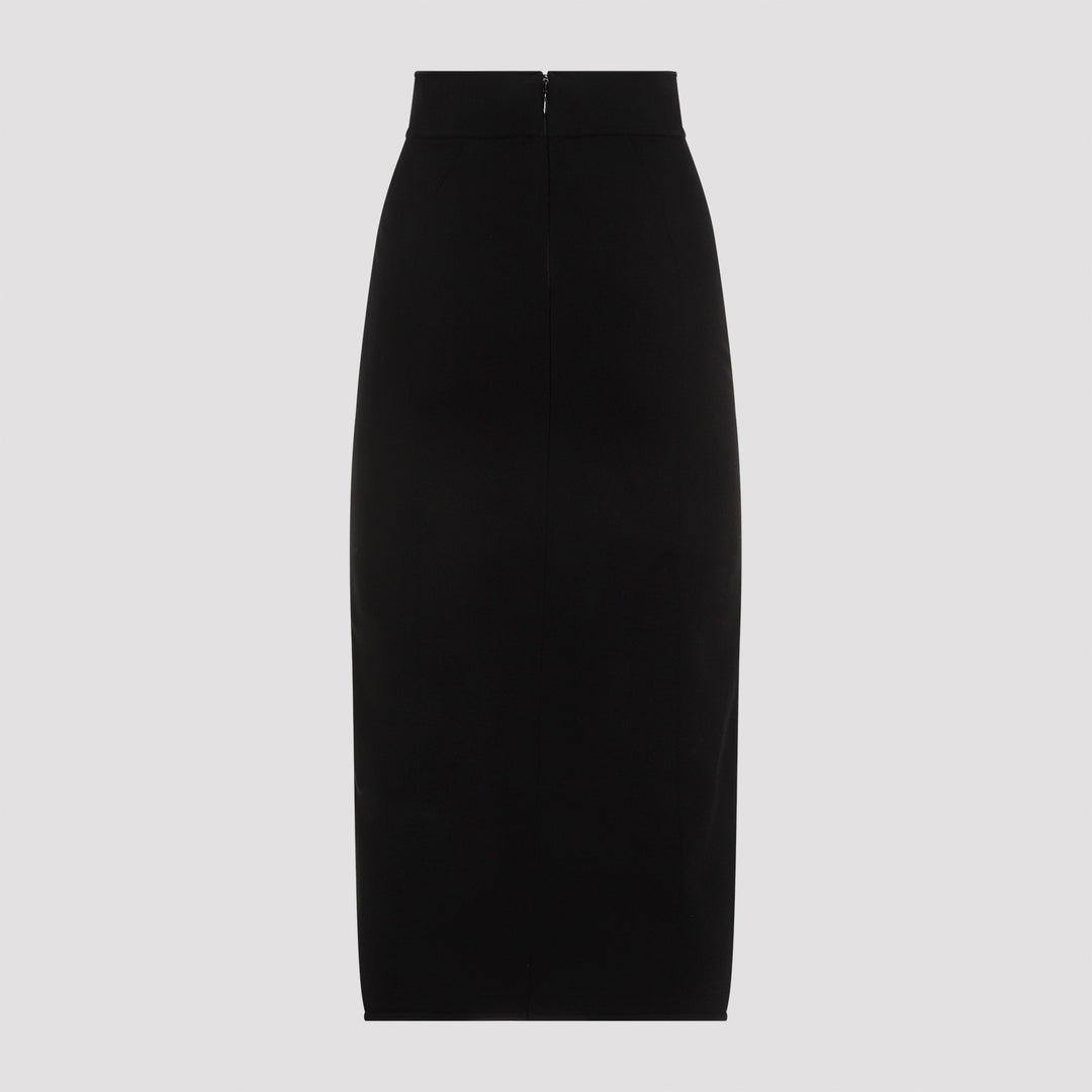 Black Viscose Midi Skirt-3