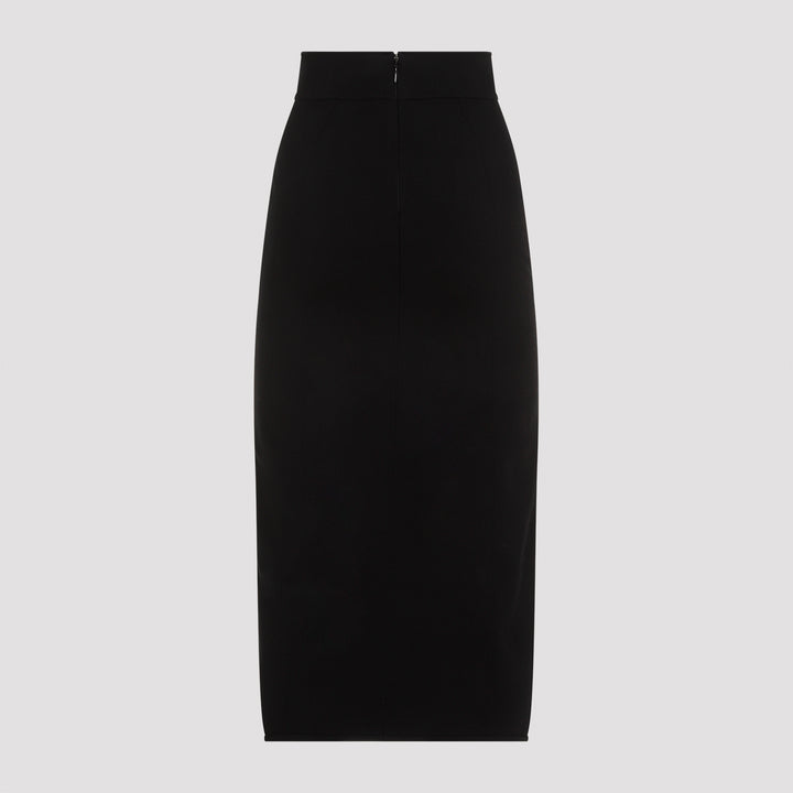 Black Viscose Midi Skirt-3