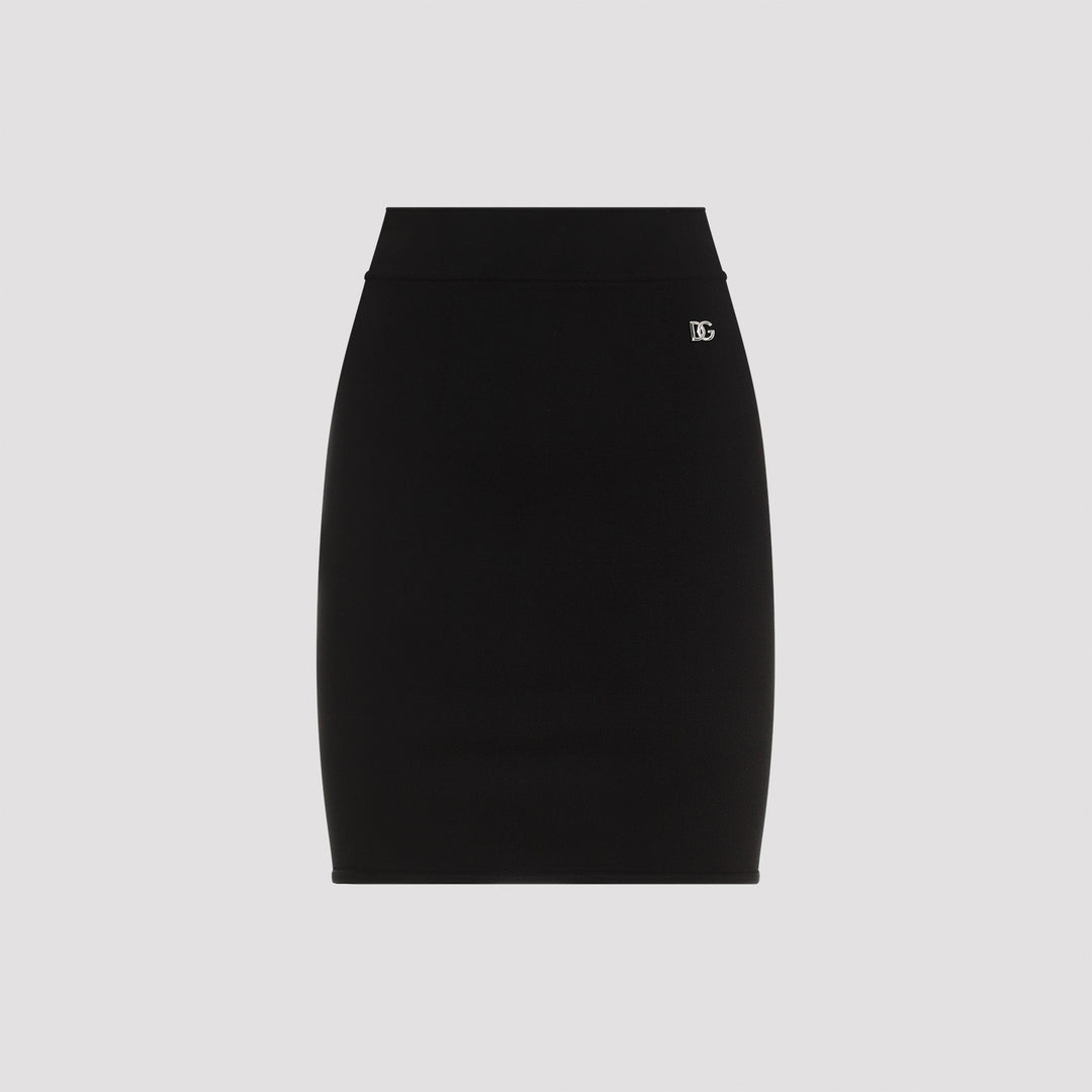 Black Viscose Mini Skirt-0