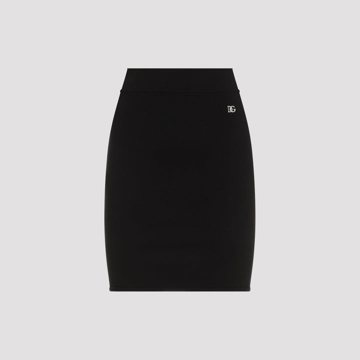 Black Viscose Mini Skirt-0