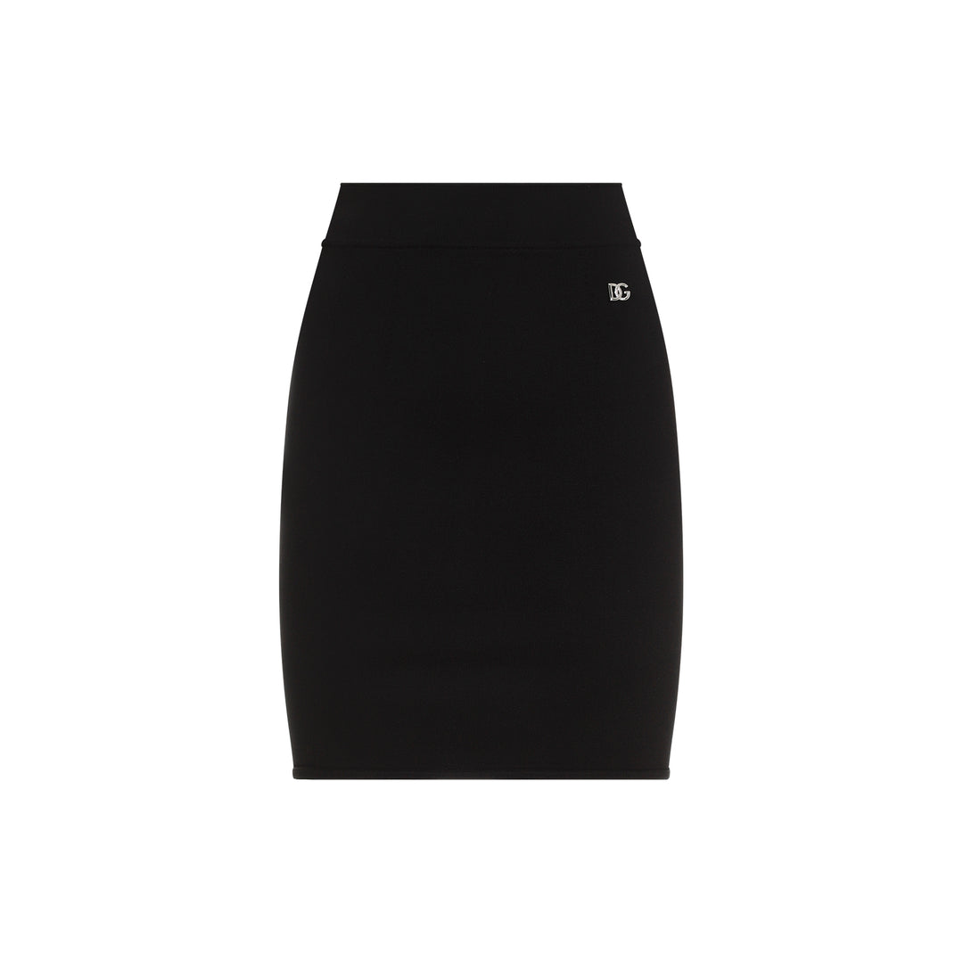 Black Viscose Mini Skirt-1