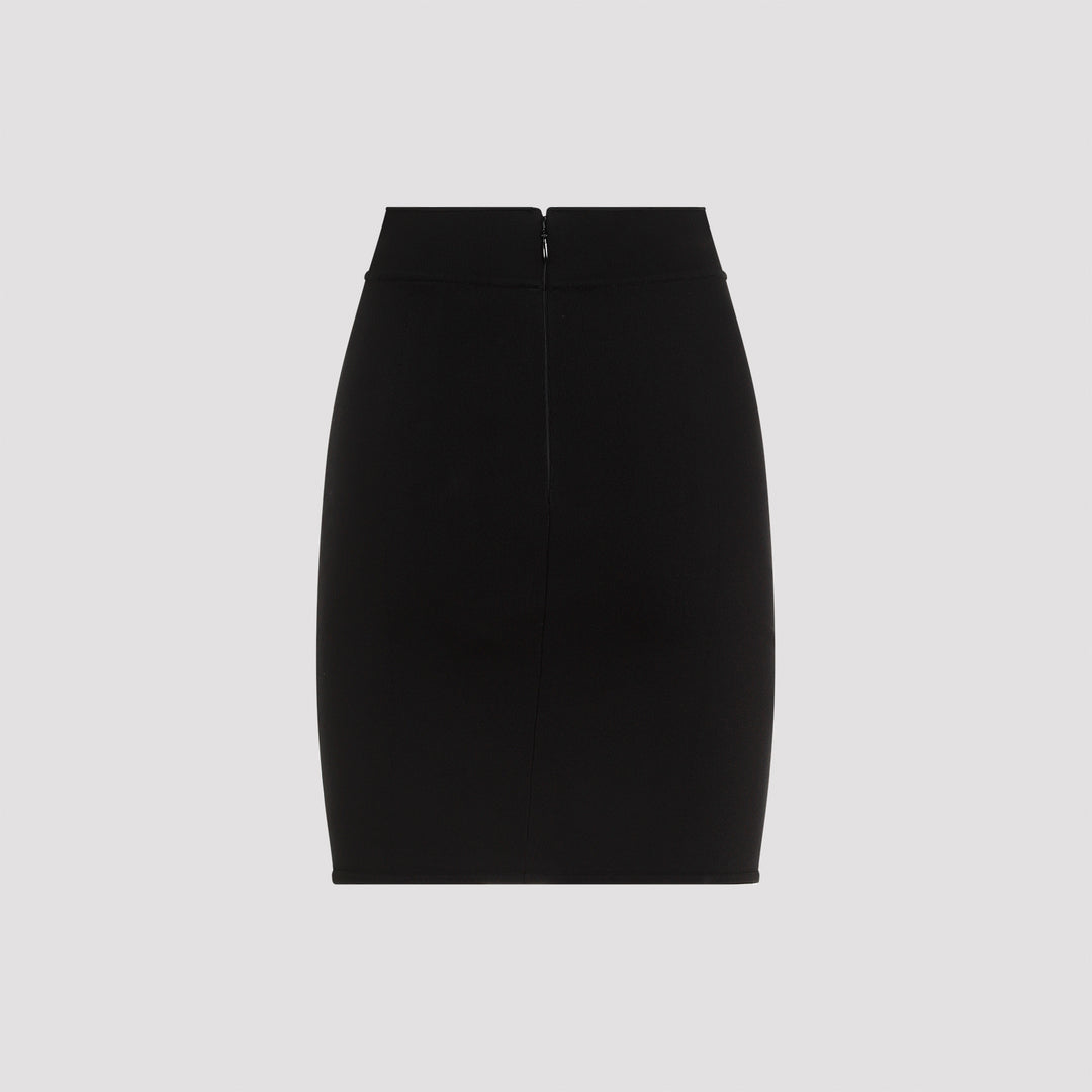 Black Viscose Mini Skirt-3