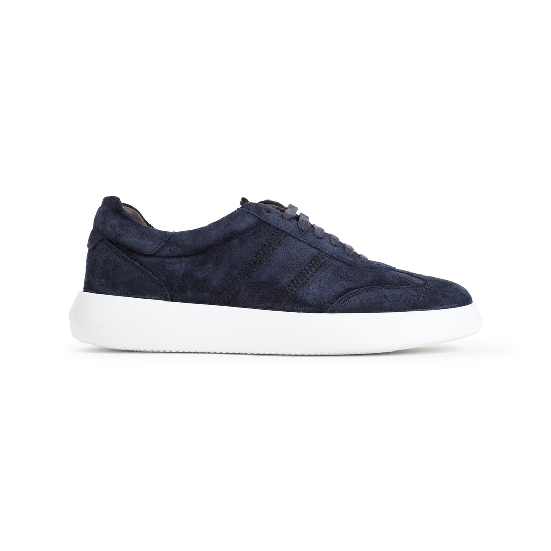 Navy-Blue Suede Leather New Cassette Sneakers-1