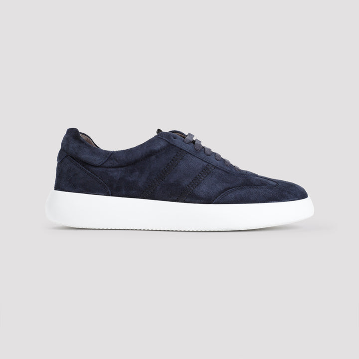 Navy-Blue Suede Leather New Cassette Sneakers-2