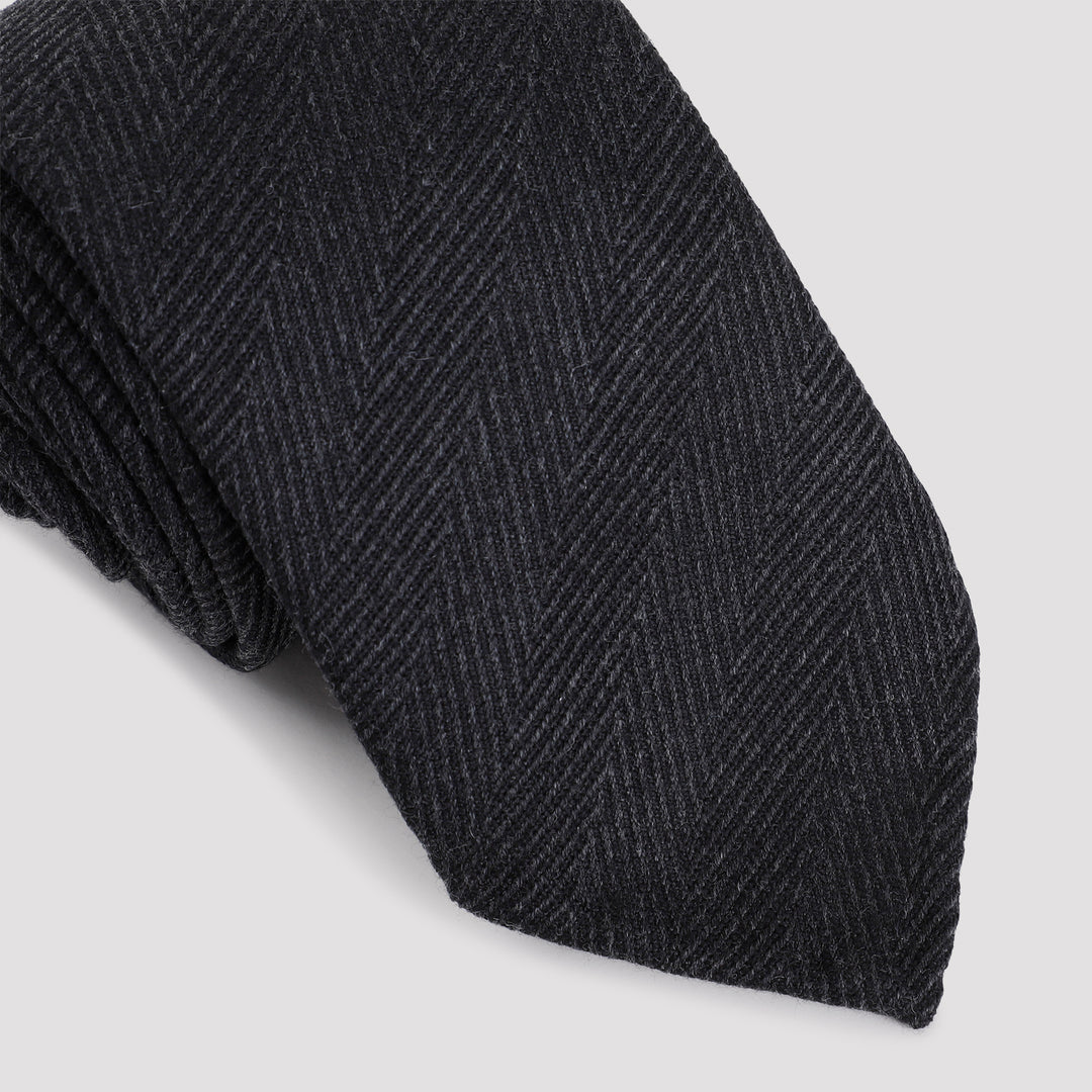 Anthracite Grey Wool Tie-3