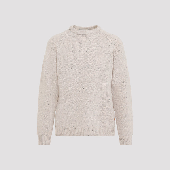 Speckled Moonbeam Beige Wool Anglistic Sweater-0