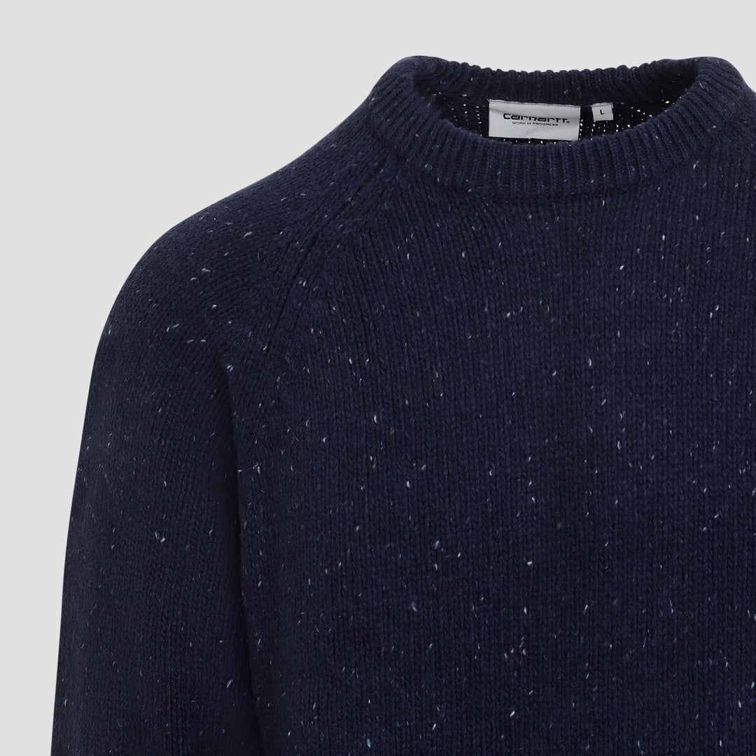 Speckled Air Force Blue Wool Anglistic Sweater-3