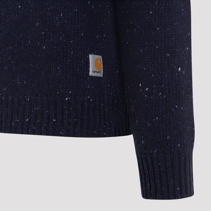 Speckled Air Force Blue Wool Anglistic Sweater-4