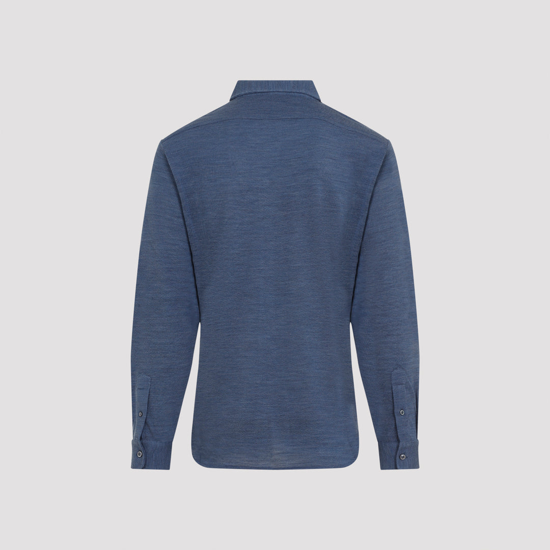 Blue Denim Wool Shirt-3