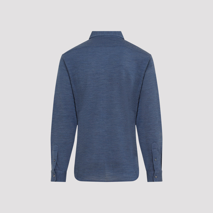 Blue Denim Wool Shirt-3