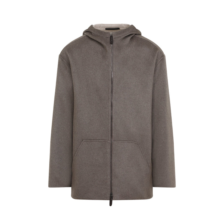 Taupe Grey Cashmere Caban Coat-1